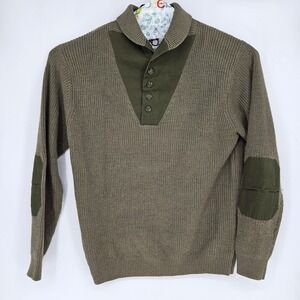 Schott Sweater Mens 2XL Wool Military Green Long Sleeve Elbow Patches High Neck